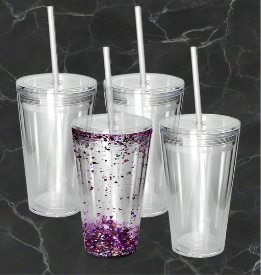 16oz Acrylic Snow Globe Tumbler (Glitter/Lava)