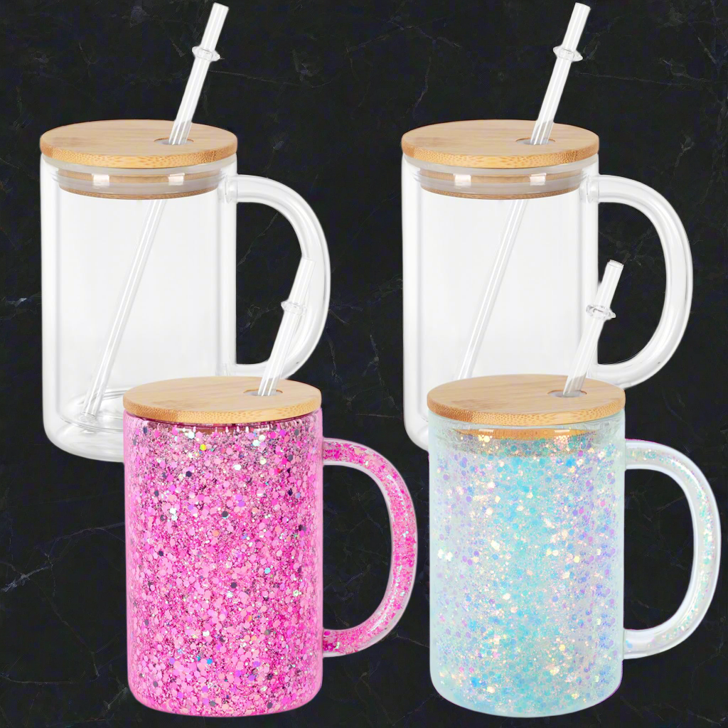 15oz Glass Snow Globe Mug w/Handle