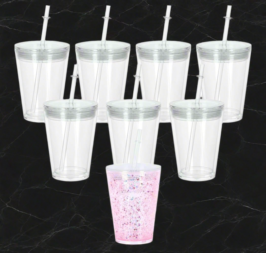 12oz Acrylic Snow Globe Tumbler (Glitter/Lava)