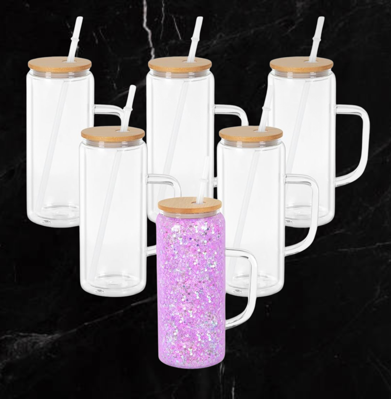 20oz Glass Snow Globe Tumbler w/Handle