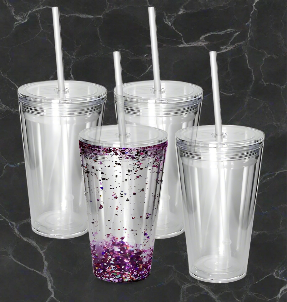 16oz Acrylic Snow Globe Tumbler (Glitter/Lava)