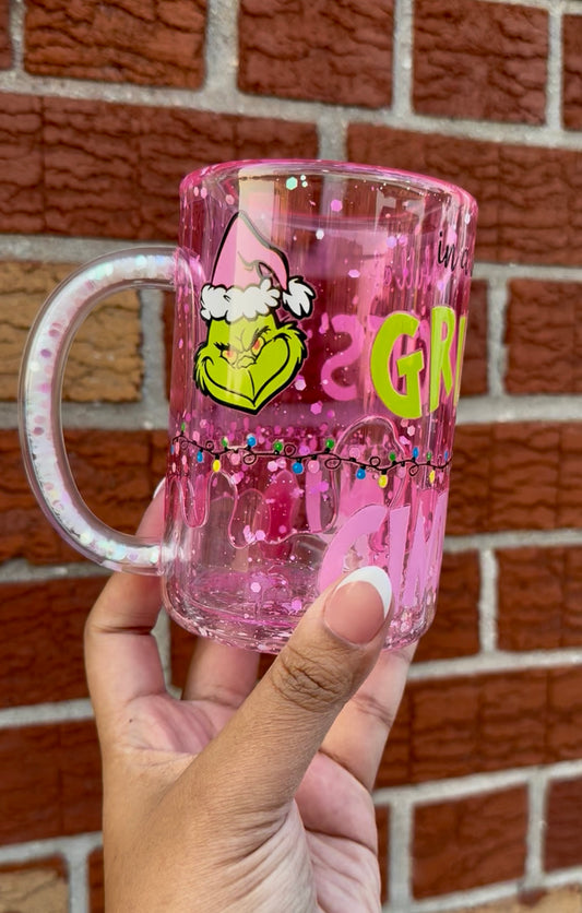 15oz Glass Snow Globe Mug w/Handle