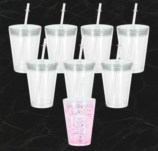 12oz Acrylic Snow Globe Tumbler (Glitter/Lava)