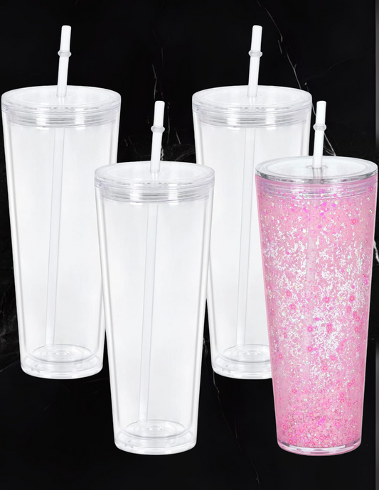 24oz Acrylic Snow Globe Tumbler (Glitter/Lava)