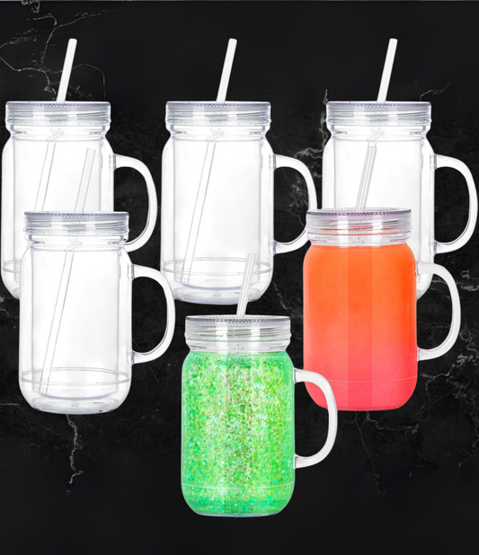 20oz Acrylic Mason Jar Mug w/Handle
