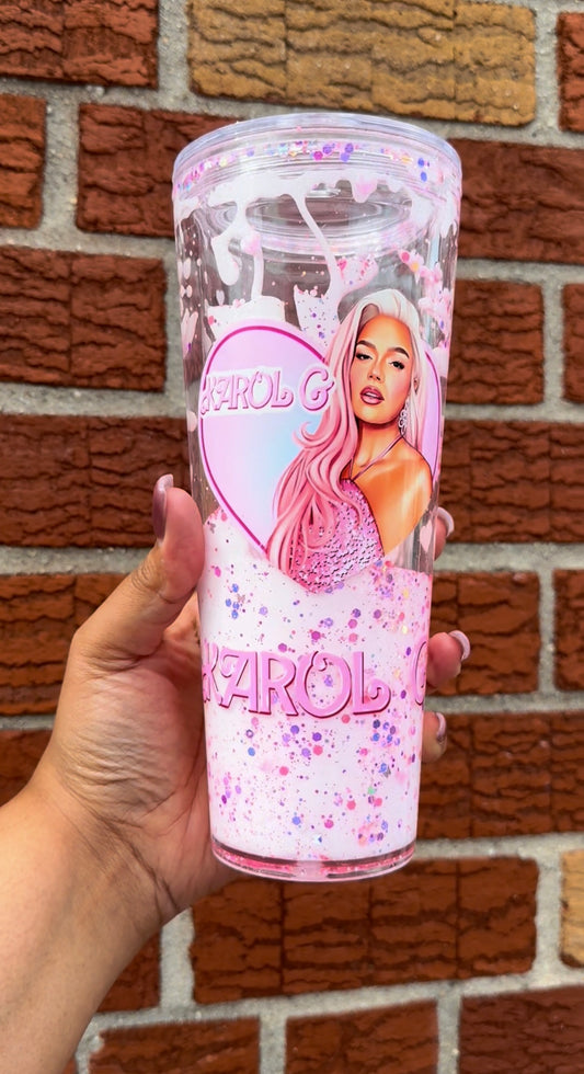 24oz Acrylic Snow Globe Tumbler (Glitter/Lava)
